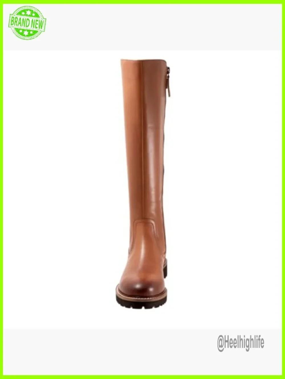 Leather Tall Boots with Adjustable Buckle, Side Zipper, Cushioned Footbed
